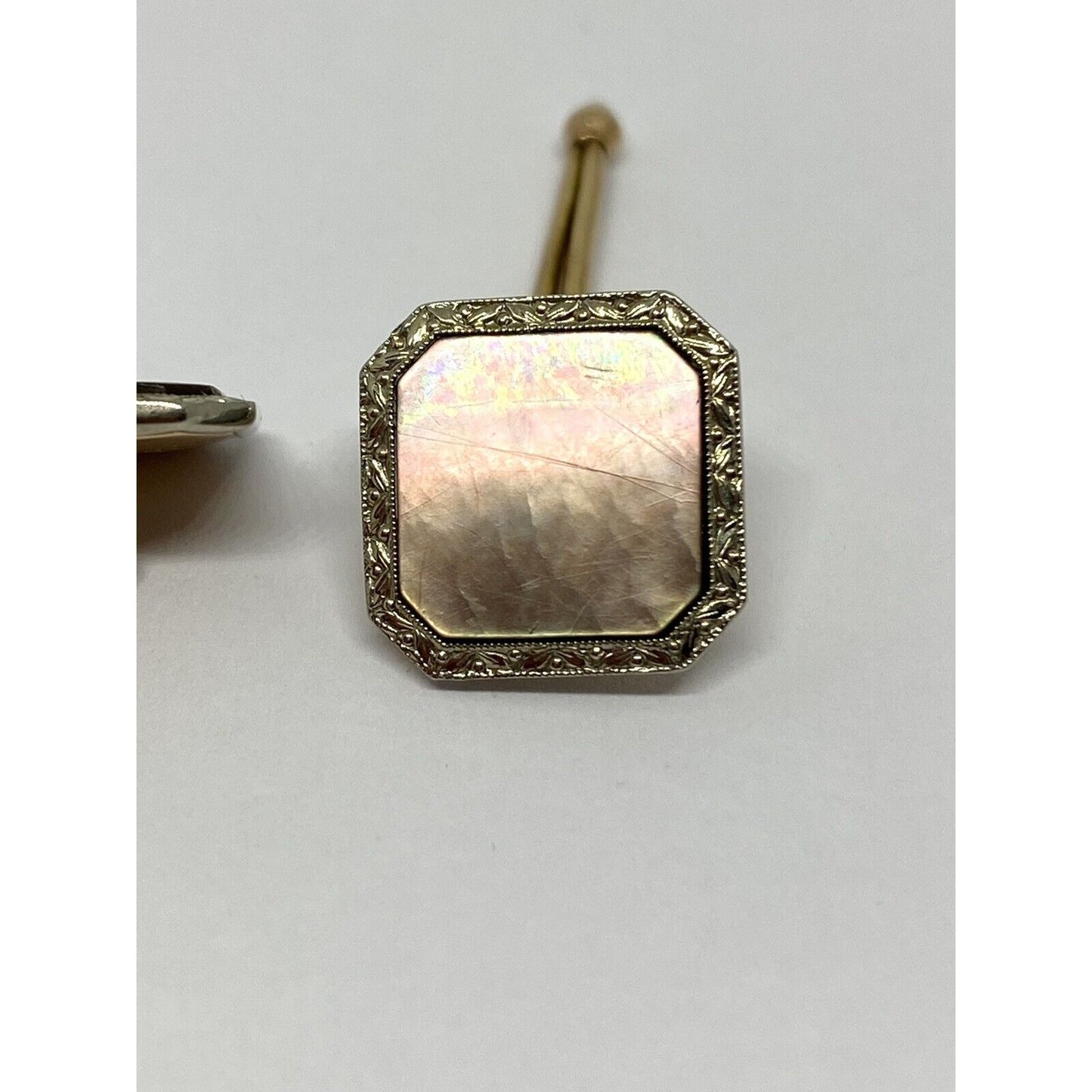 ART DECO Mother Of Pearl 14K 4.4 Grams, Cufflinks Cuff Links 12mm