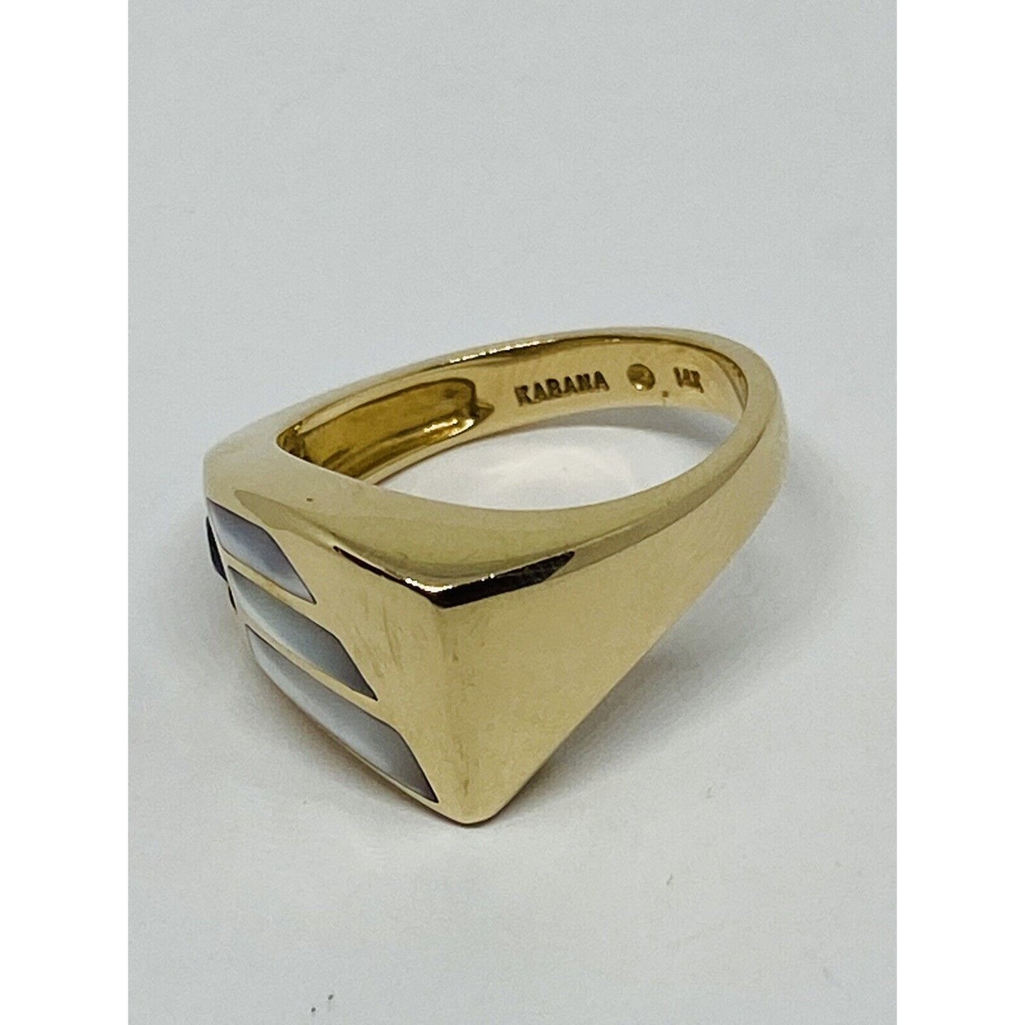 Kabana 14K Yellow Gold Natural Amethyst Topaz Pink Sapphire Mother Of Pearl Ring