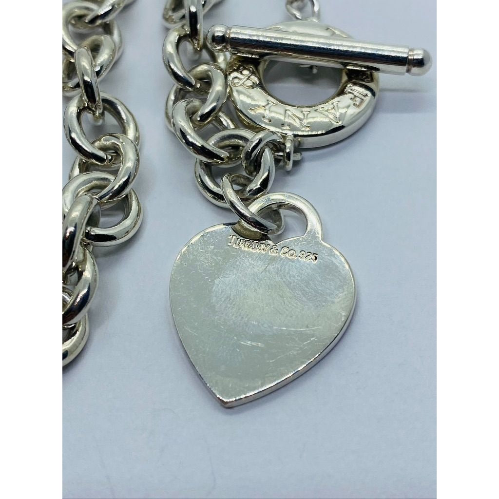Tiffany & Co Sterling Silver Toggle Heart Tag Blank Heart Necklace 15.75"