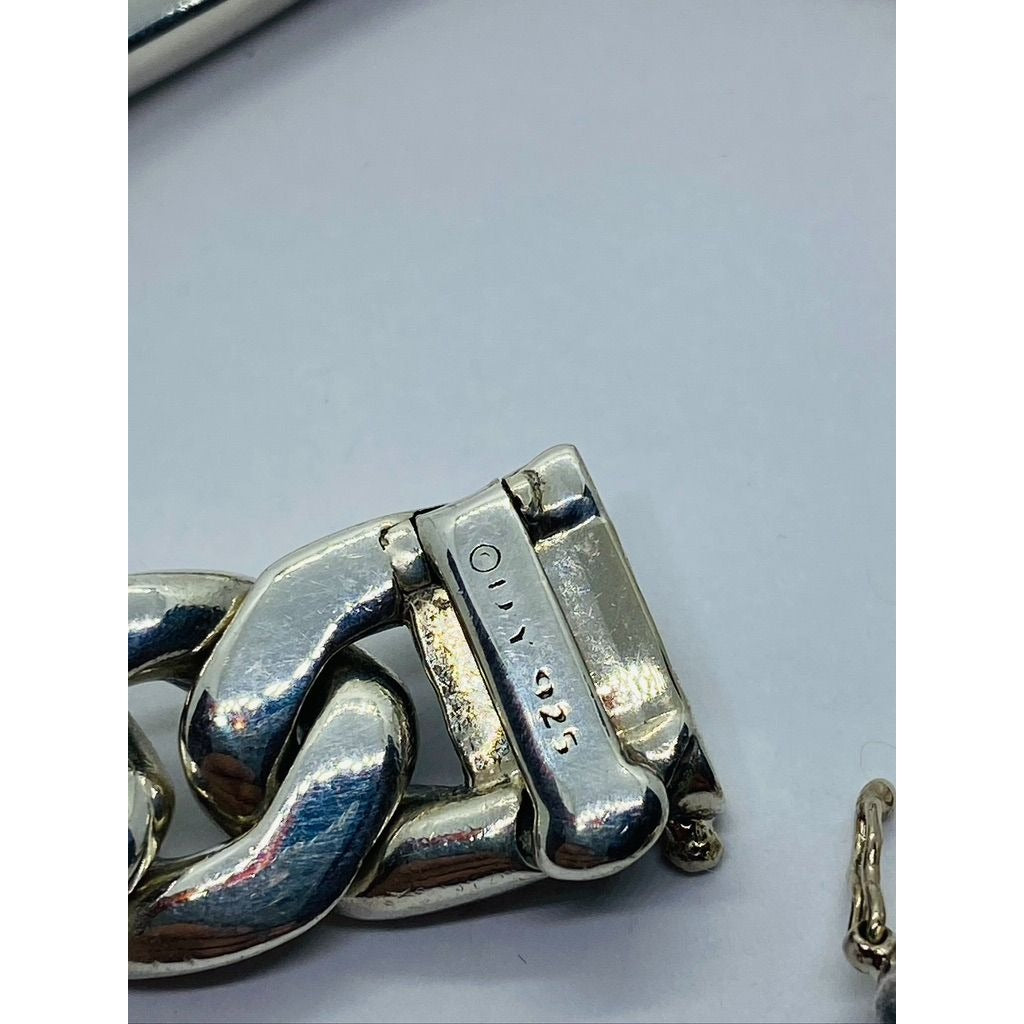 David Yurman Cuban Link Curb Tiger Eye ID Plate Bracelet 8.25" HEAVY