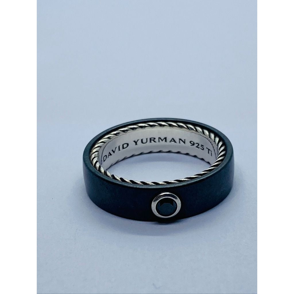 Mens David Yurman Black Diamond Titanium Sterling Ring Size 10.