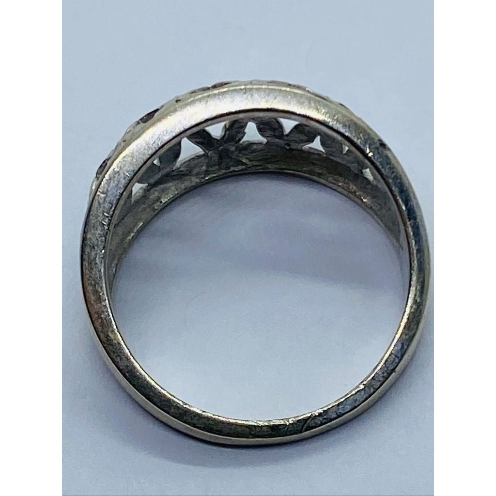 14K White Gold Basket Dome Style Ring Size 6.75