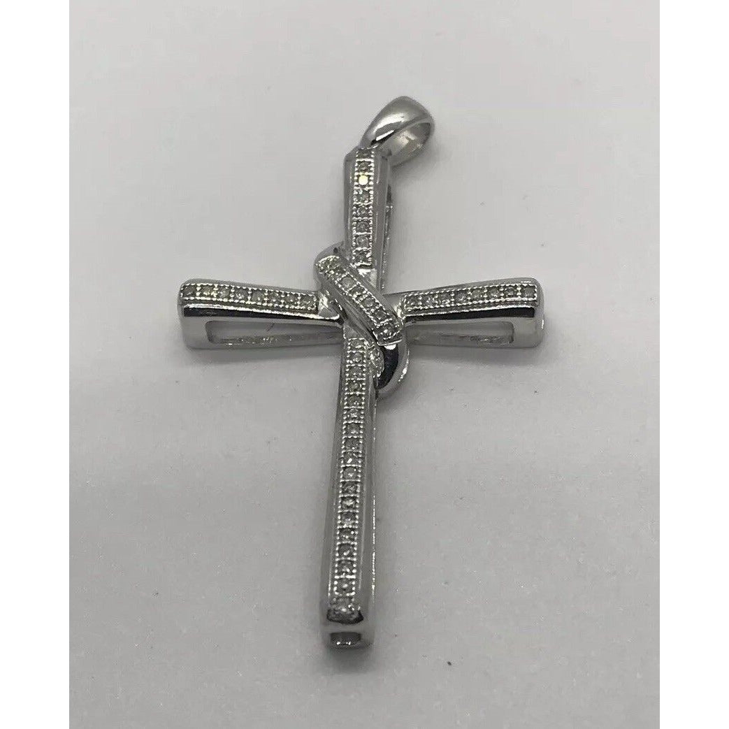 Unisex 14K White Gold Diamond Cross .30 TCW