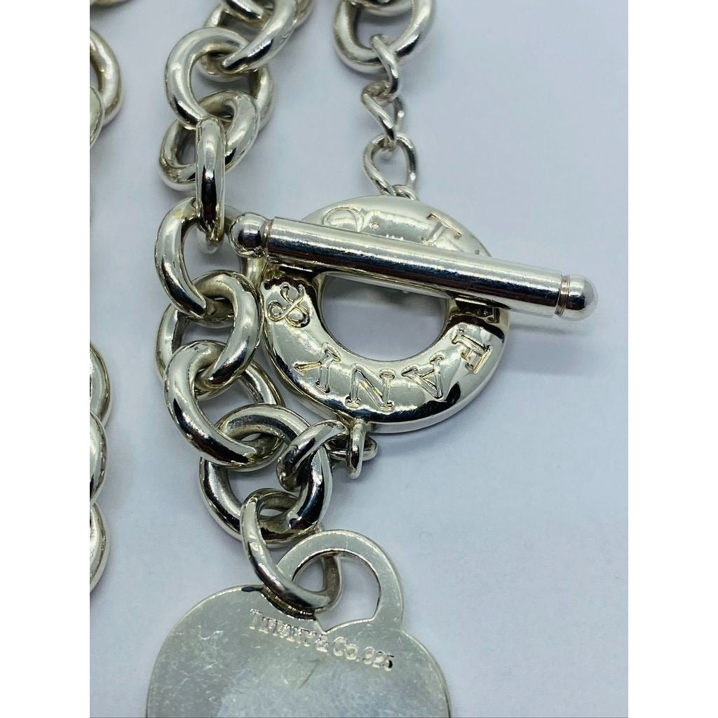 Tiffany & Co Sterling Silver Toggle Heart Tag Blank Heart Necklace 15.75"