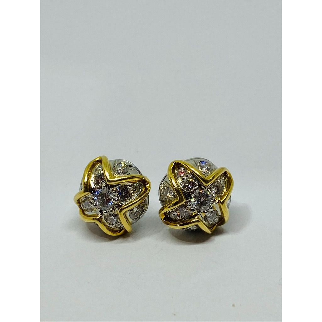 Tiffany & Co 18K Platinum and Diamond Earrings Appxt 1.14ct