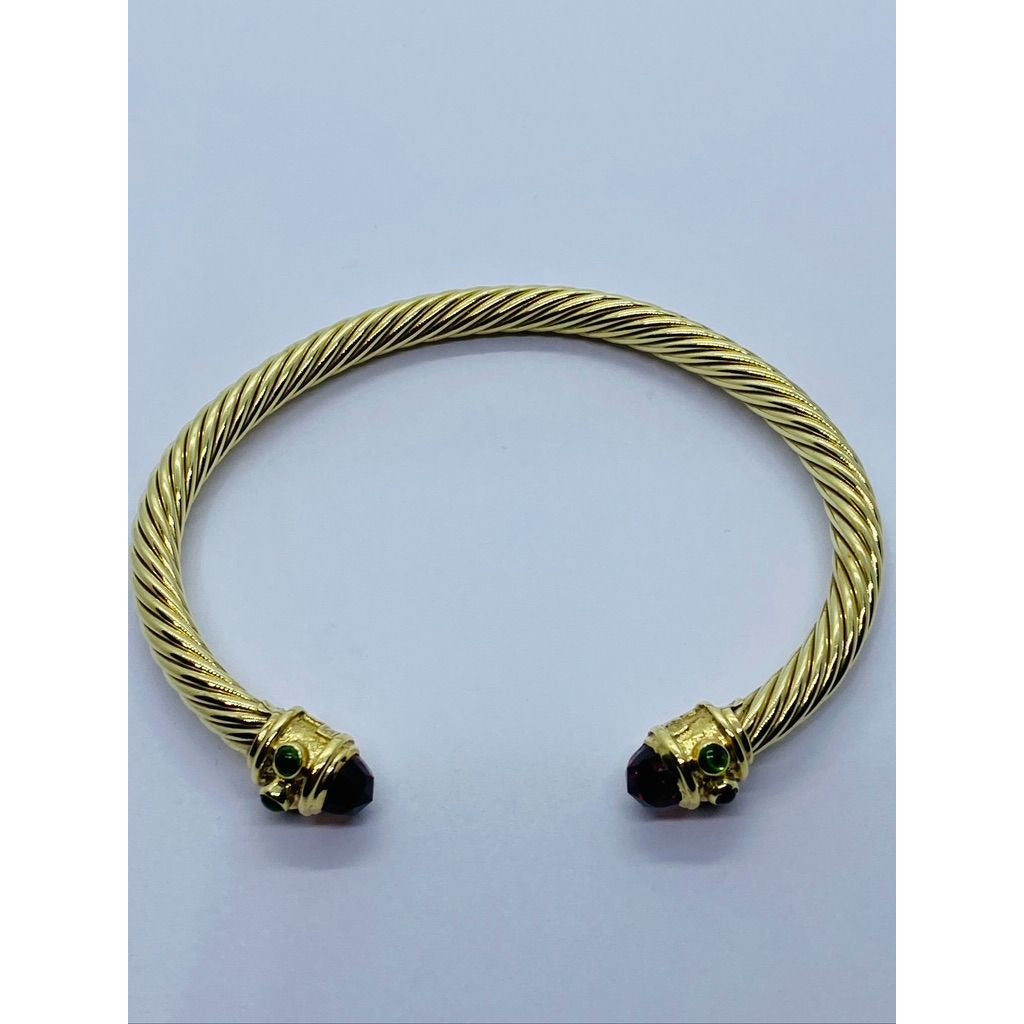 David Yurman Renaissance14K With Red and Green Stones 16.7g Bracelet