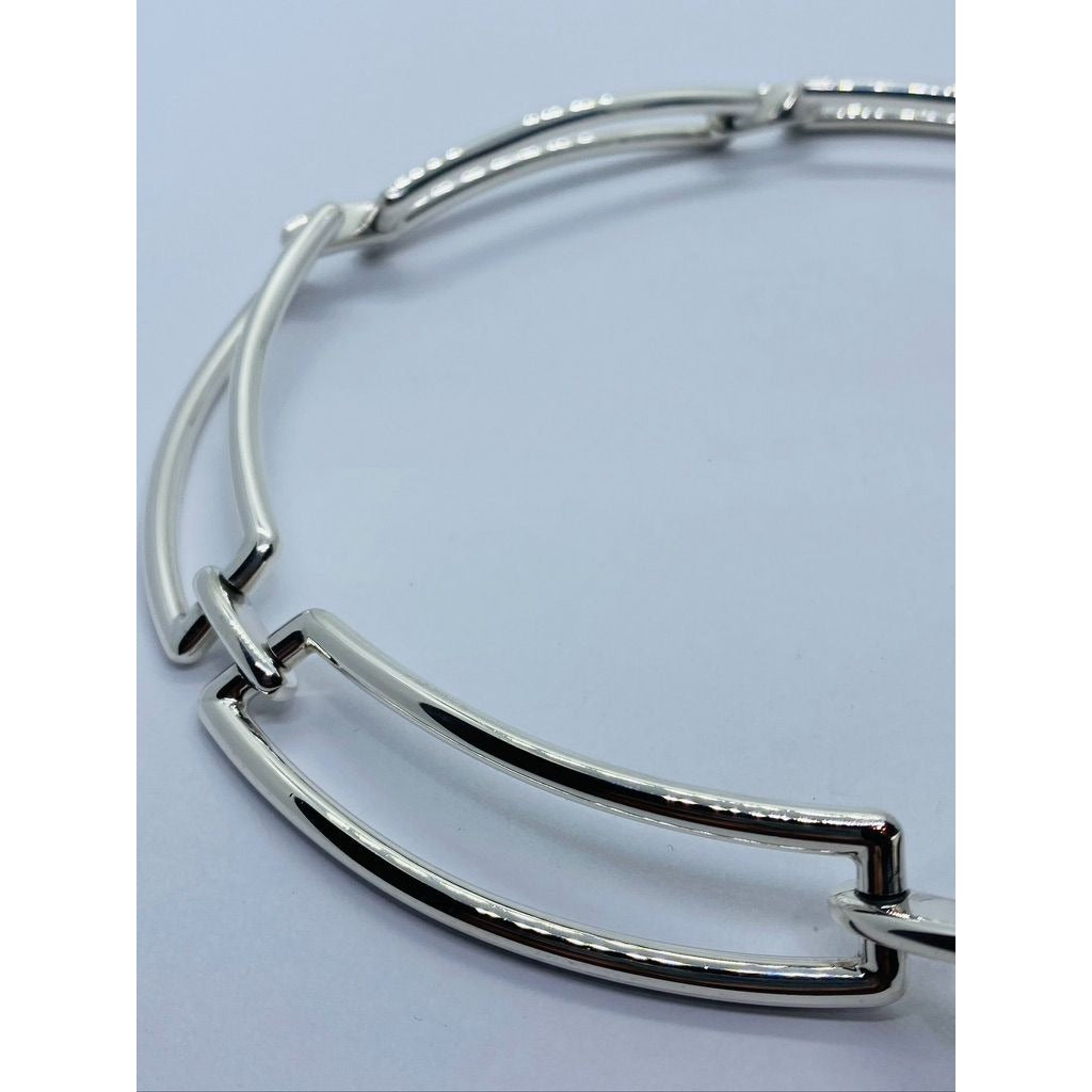 Tiffany & Co Sterling Silver 925 2002 Italy Rectangular Link Bar Collar Necklace
