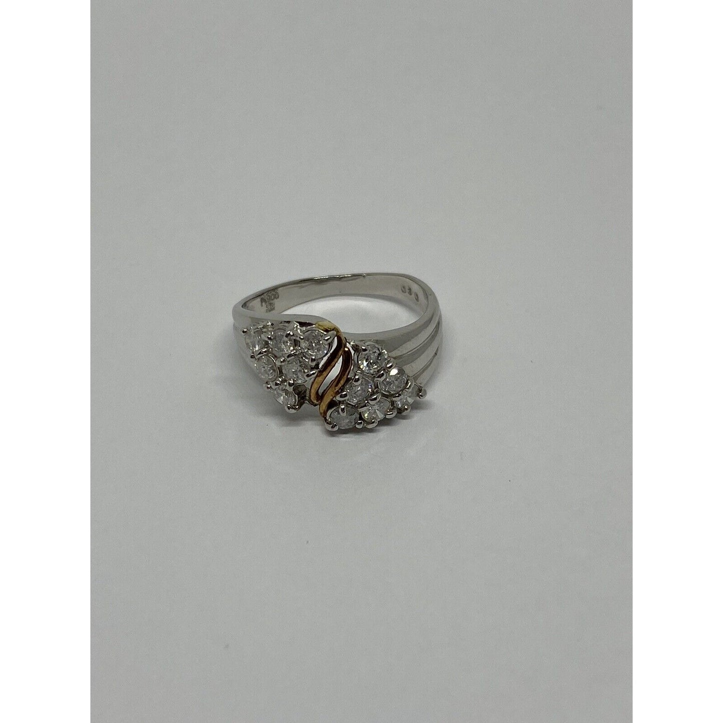 Platinum 900 18k Band Diamond Ring - 5.4 gms, Sz 6.5, 0.80 ctw