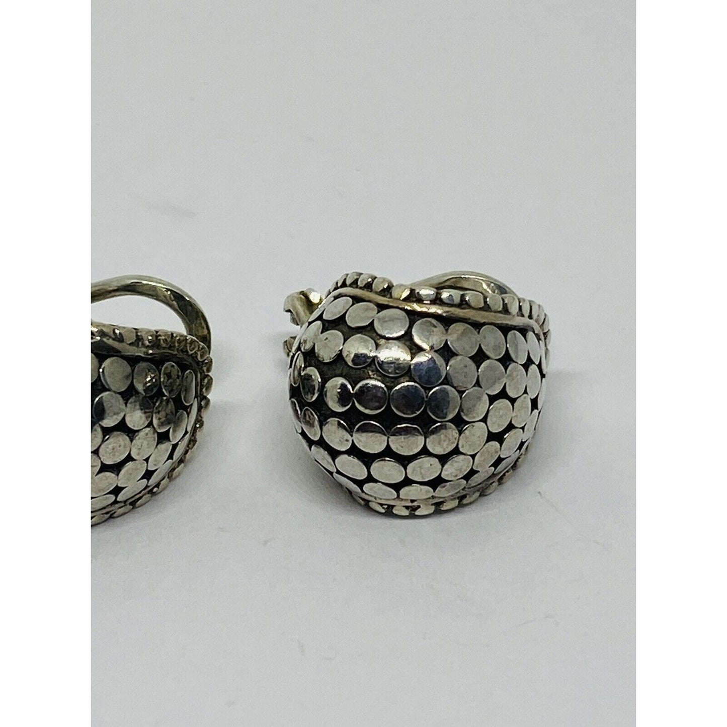 JOHN HARDY STERLING SILVER DOT COLLECTION BUDDHA BELLY J HOOPS EARRINGS 14.4MM