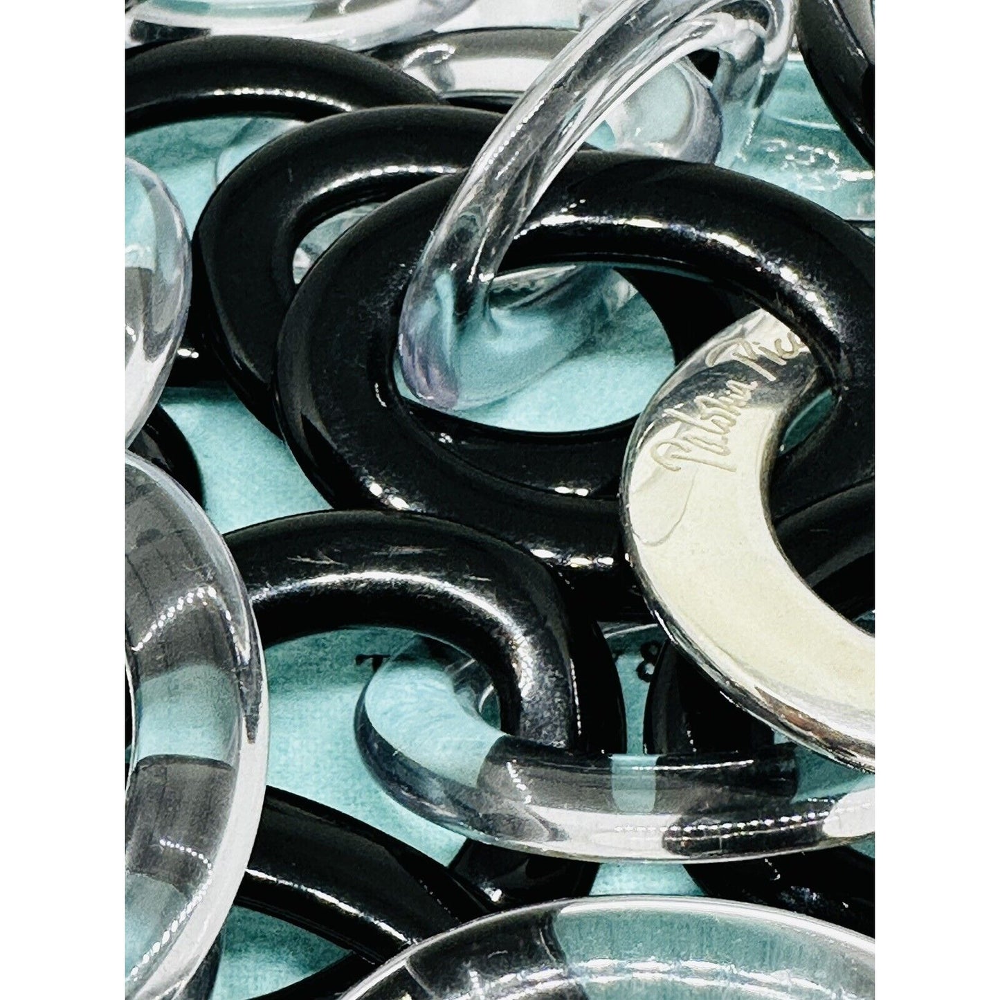 Tiffany & Co Huge Sterling Silver Paloma Picasso Black Clear Loop Necklace Resin