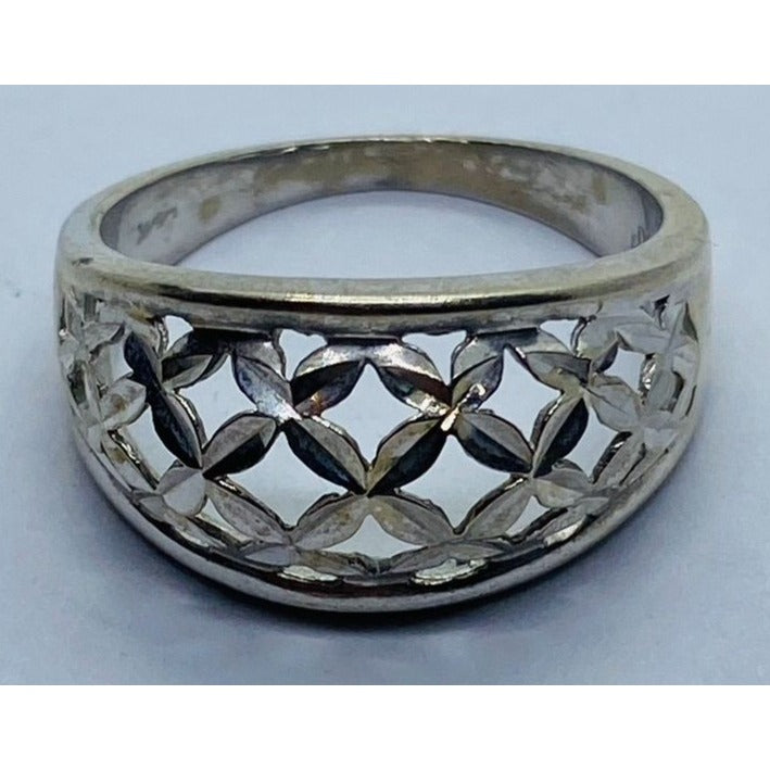 14K White Gold Basket Dome Style Ring Size 6.75