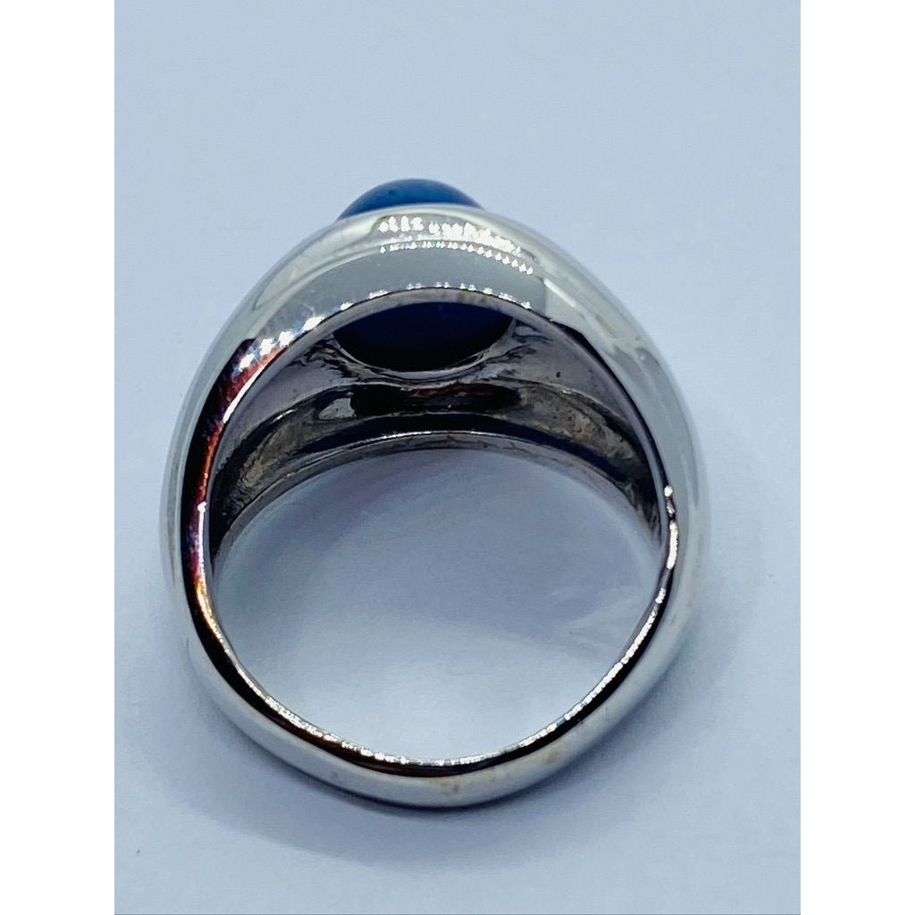 Heavy 14K white gold 4.25CTW VS/F diamond/10.5 X 8.5mm Star sapphire ring size 6