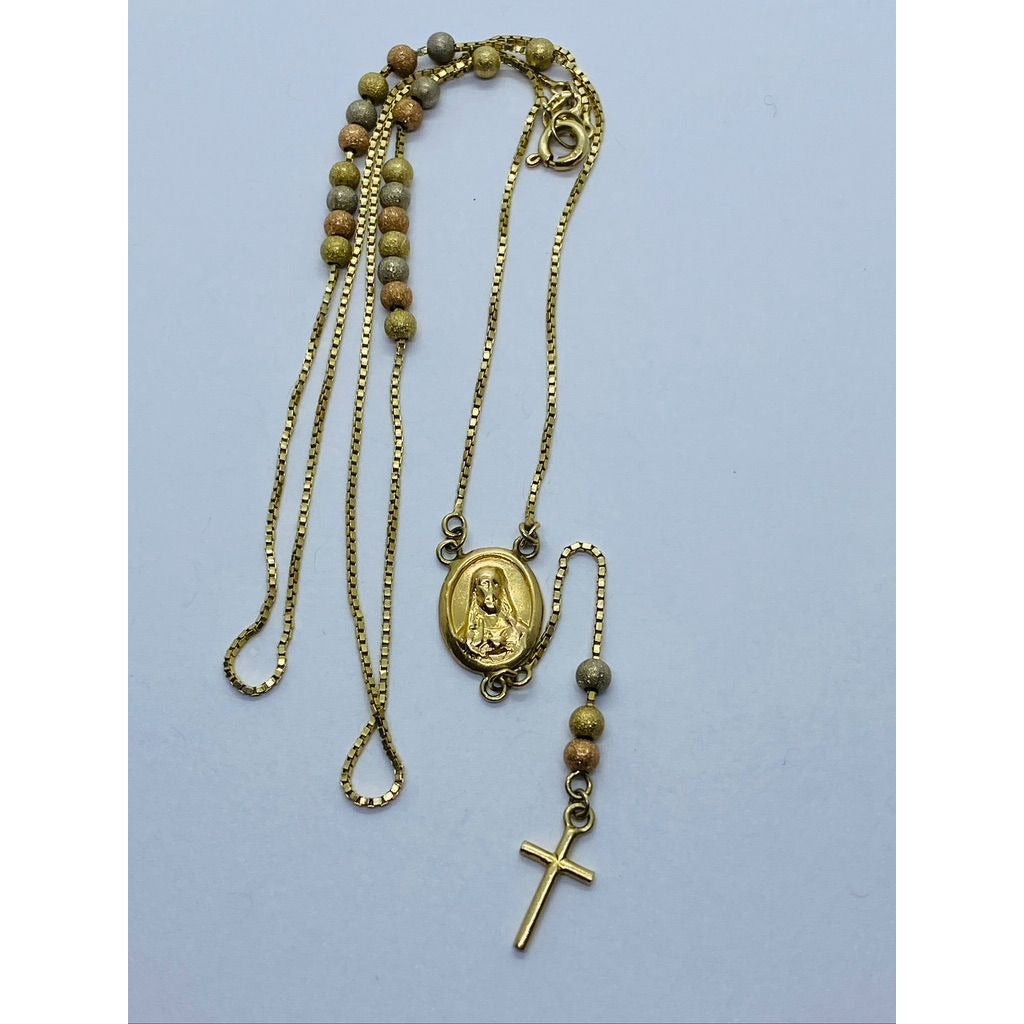 14K Tricolor Rosary 19.25" Religious