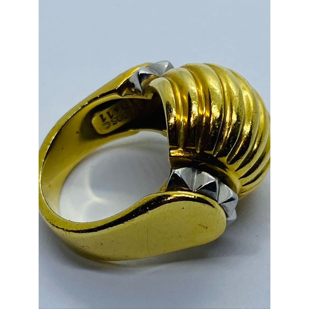 Lagos Platinum + 18k Yellow Gold Jumbo Cocktail Ring 18.04 Grams Size 6.5