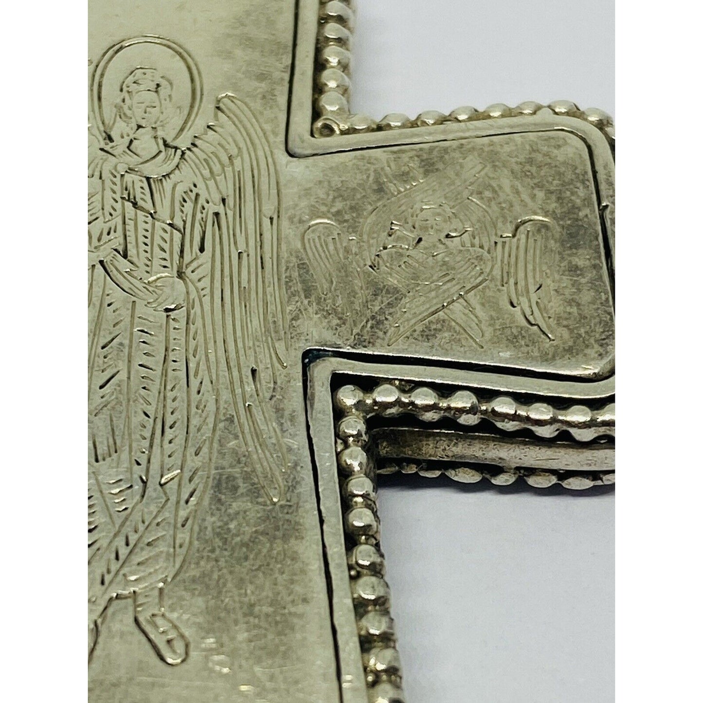 Konstantino 925 Silver Cross Pendant with Yellow Gold Accents 76x51mm HUGE HEAVY