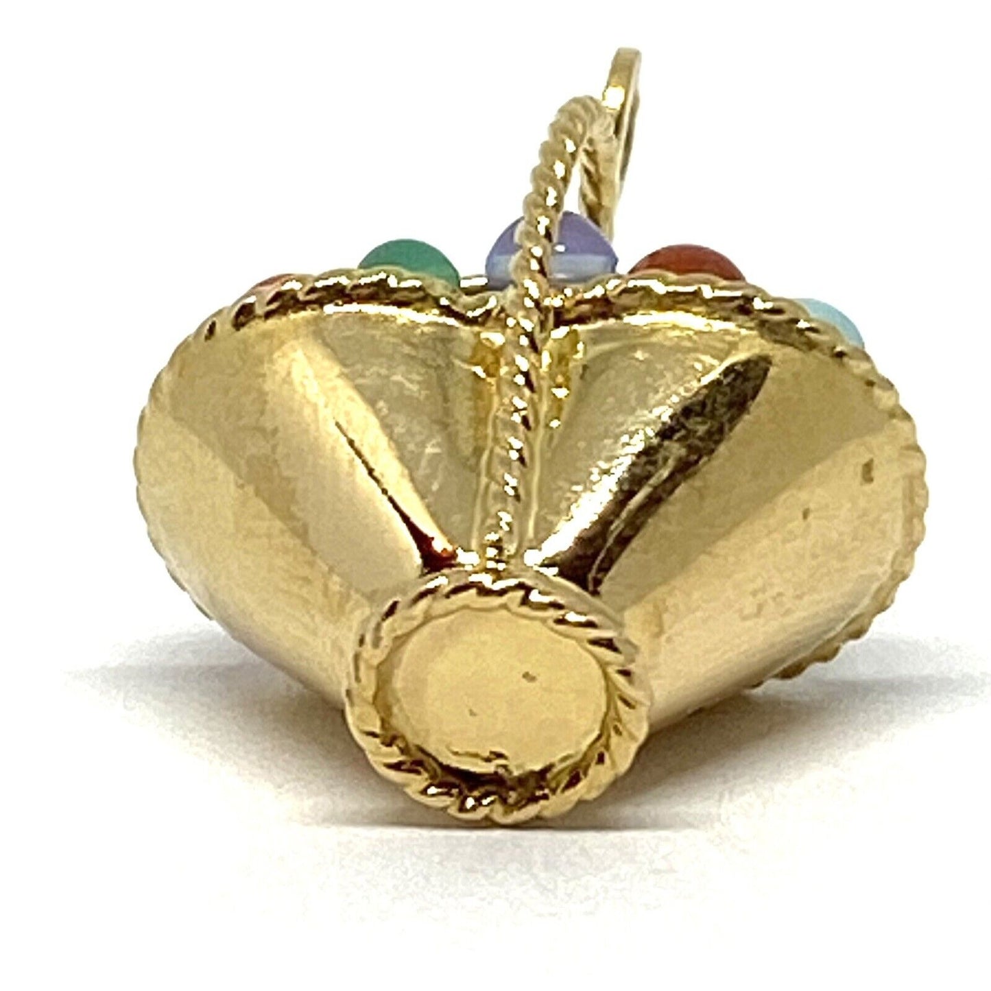 UNO A ERRE Coral Turquoise Chalcedony 18K Gold Fruit Basket Pendant UNOAERRE