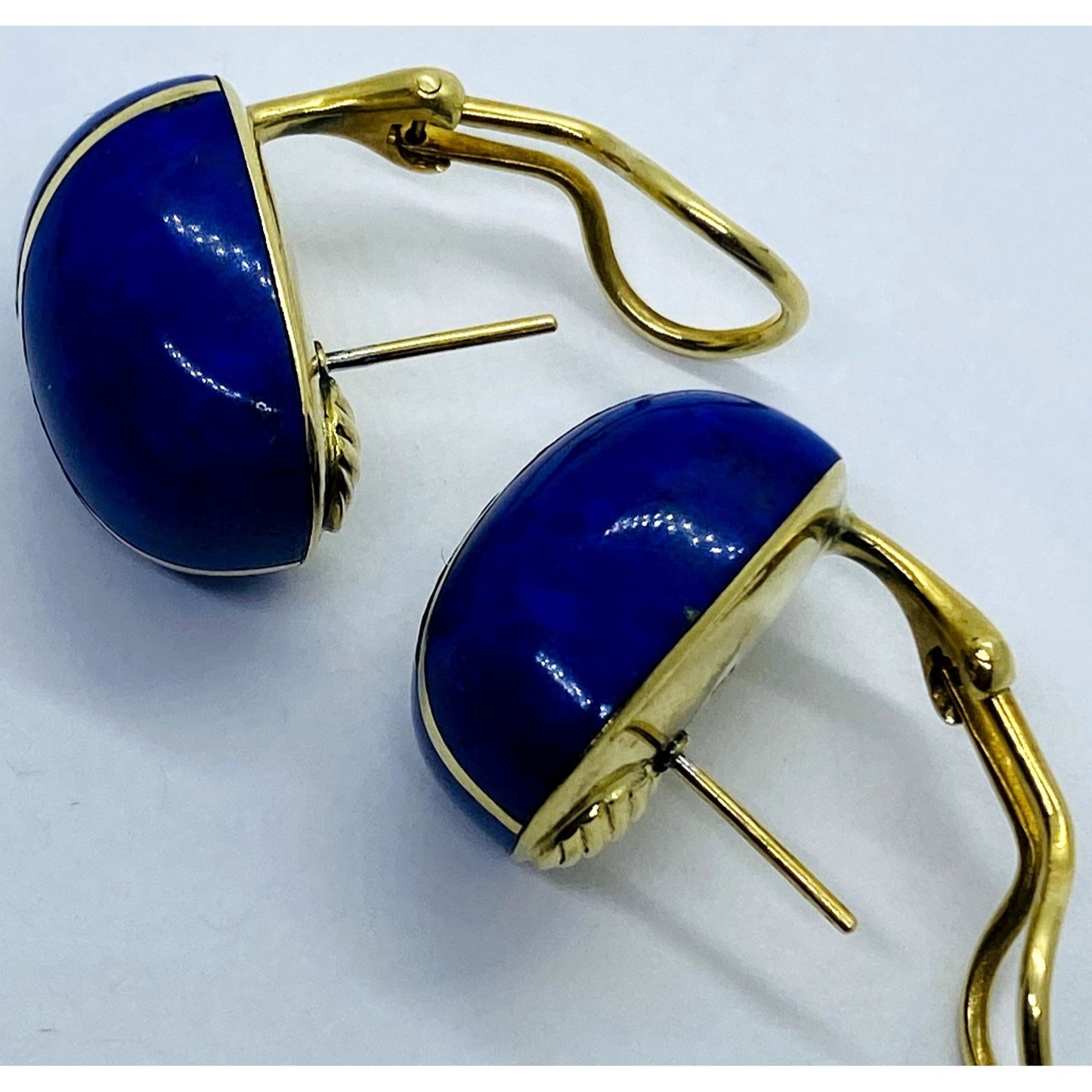 Tiffany & Co 18K Gold & Lapis Onyx Earrings by Angela Cummings