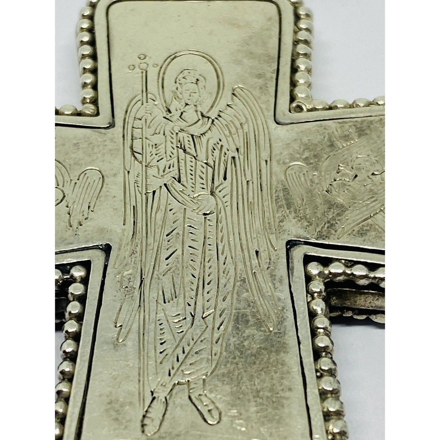 Konstantino 925 Silver Cross Pendant with Yellow Gold Accents 76x51mm HUGE HEAVY