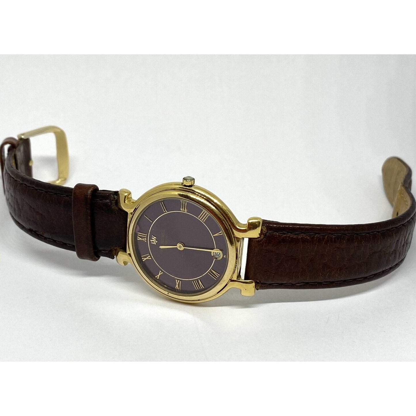 RAYMOND WEIL Unisex 32MM CASE 18K ELECTROPLATED PURPLE DIAL WITH DATE WATCH 9136
