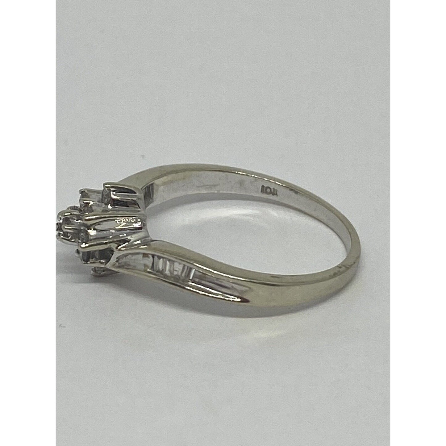 Diamond Cluster Ring 10k White Gold Size 7 Women's 1/5 CT