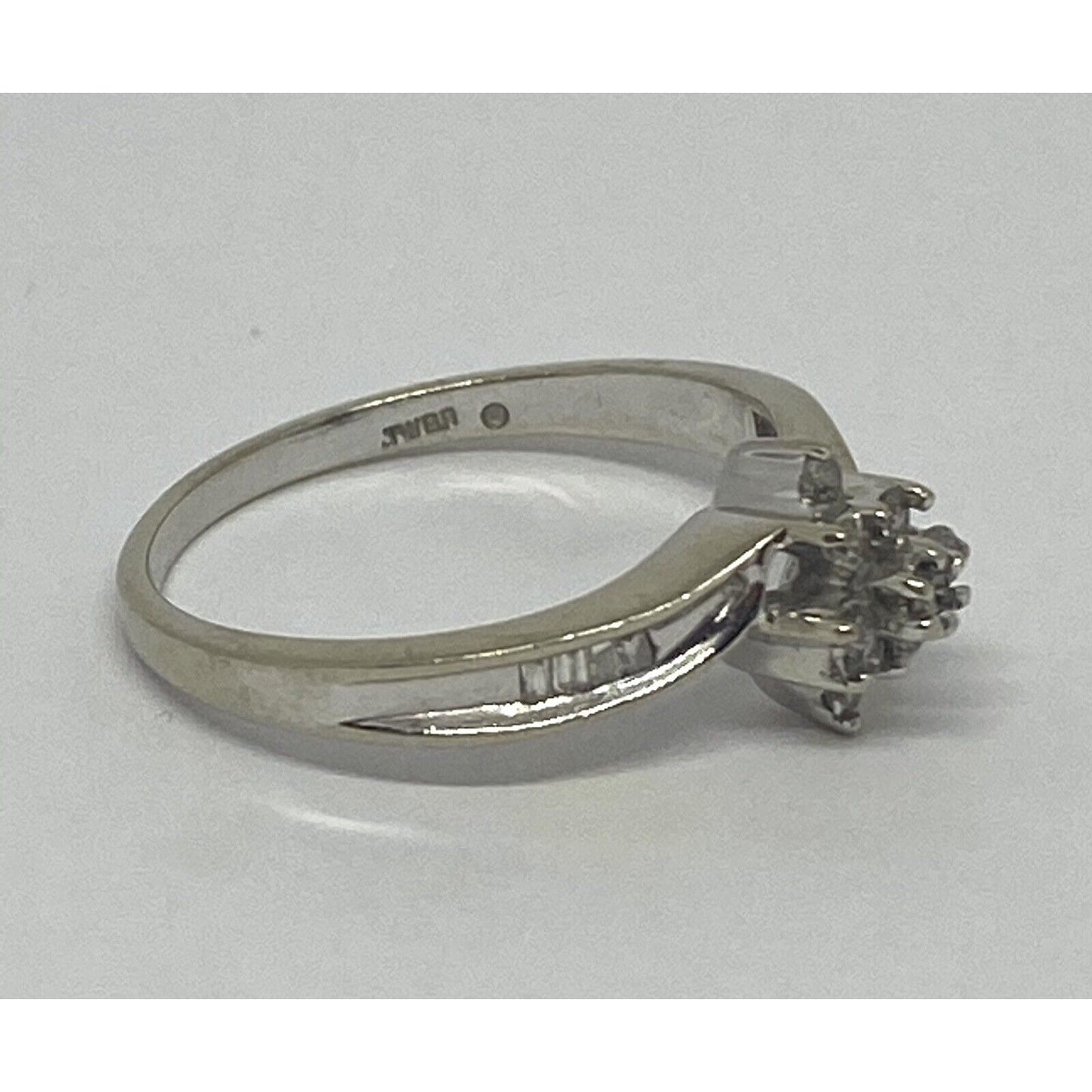 Diamond Cluster Ring 10k White Gold Size 7 Women's 1/5 CT