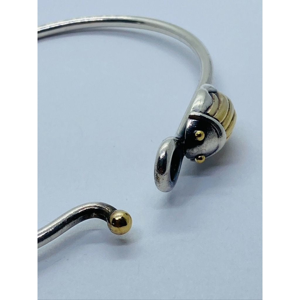 Tiffany & Co. Sterling Silver 18K Yellow Gold Scarab Hook & Eye Bracelet
