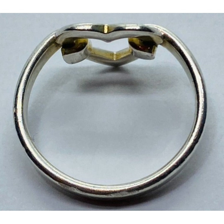 Tiffany & Co Silver Metro Open Heart Hook Ring Size 6 in Pouch Rare Signet