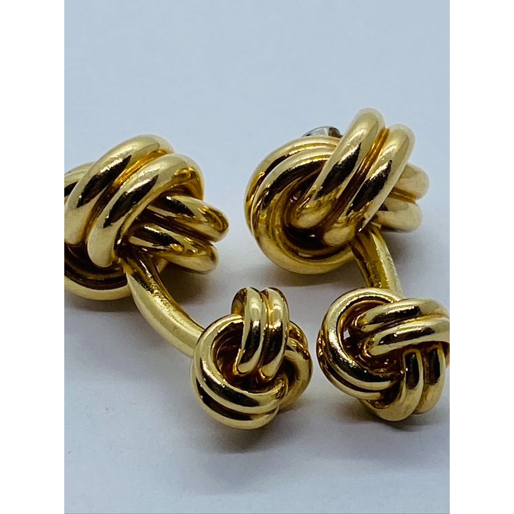 Vintage Cartier Men's 14K Yellow Gold Diamond Rope Cufflinks .22TCW
