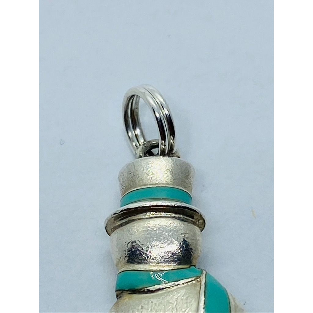TIFFANY & CO 925 STERLING SILVER SNOWMAN ENAMEL SCARF CHARM RETIRED READ