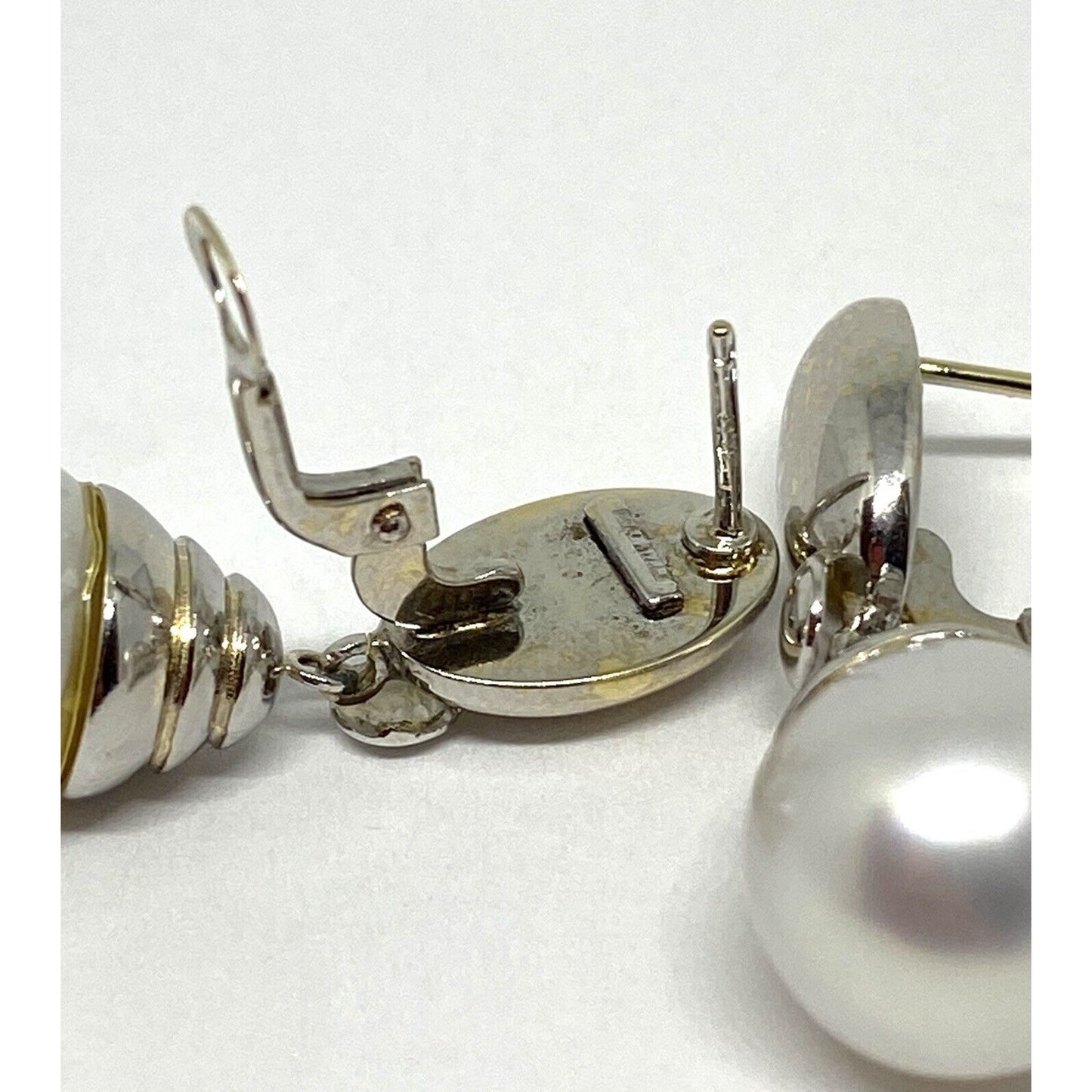 Estate Pearl 14K Gold Dangle Earrings 11.5 Grams, 12 MM PEARLS