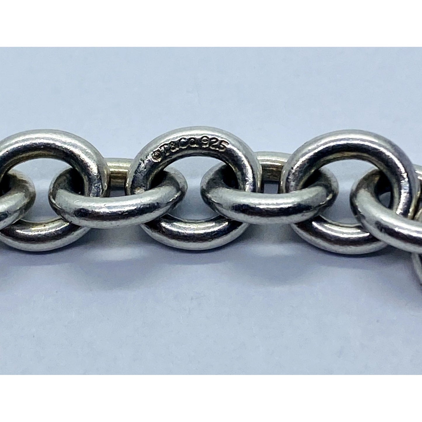Tiffany & Co Sterling Silver Mens Unisex Rolo 7.25" Round Link Chain Bracelet
