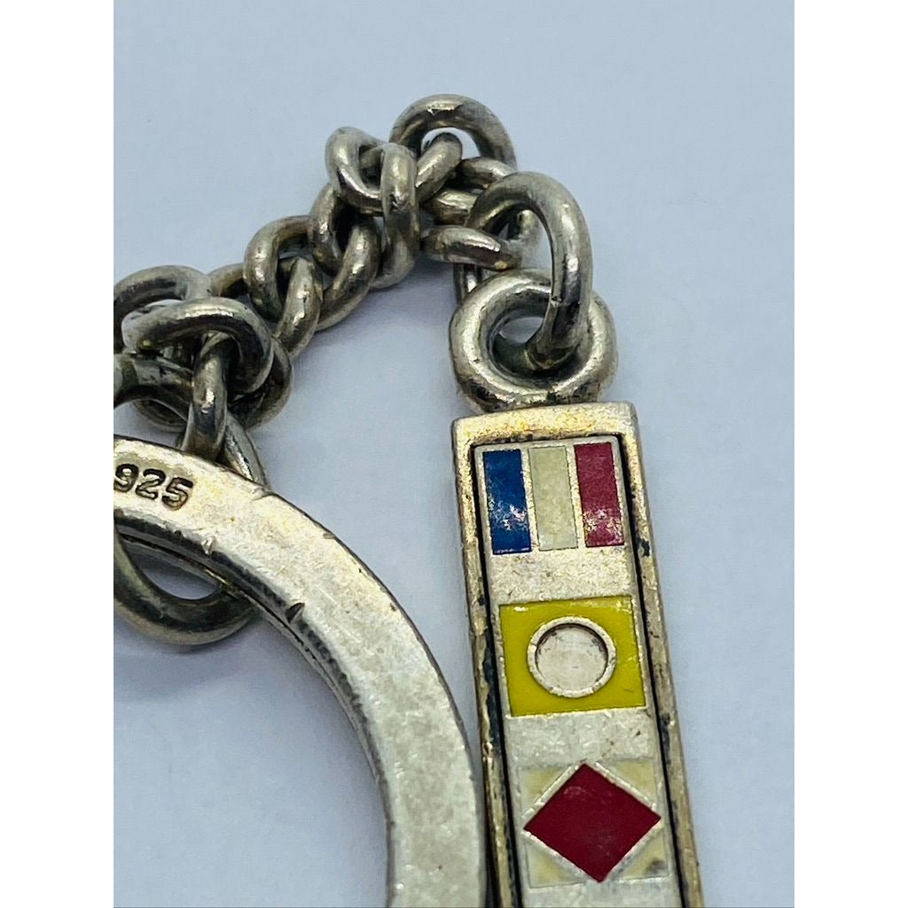TIFFANY & Co Sterling Silver 925 Nautical Boat Flag Enamel Keychain READ