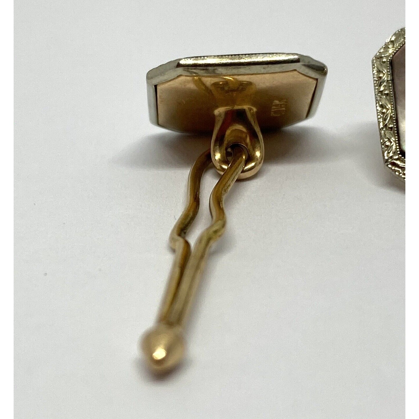 ART DECO Mother Of Pearl 14K 4.4 Grams, Cufflinks Cuff Links 12mm