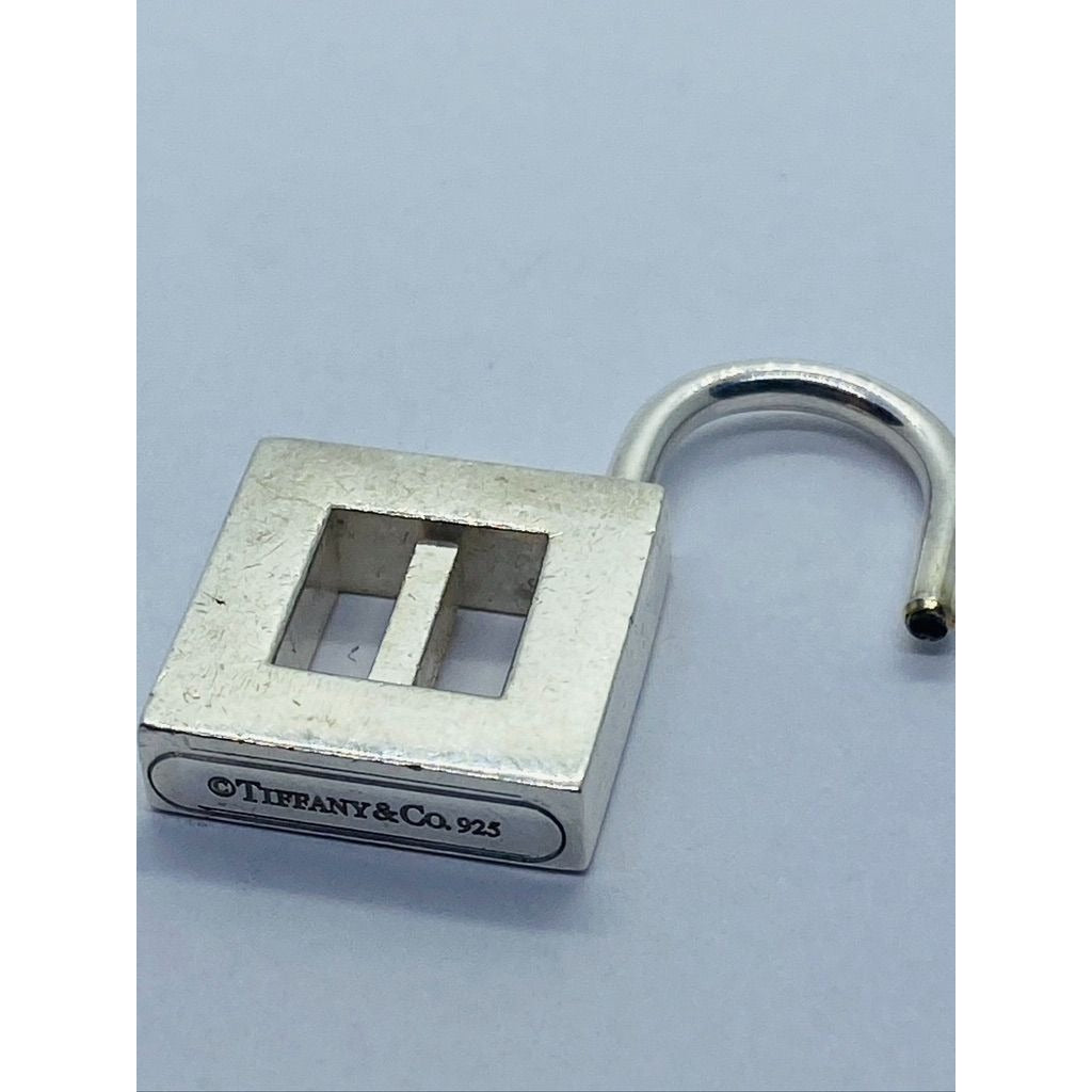 Tiffany & Co. Sterling Letter i Padlock Pendant Charm Opens Closes Normally