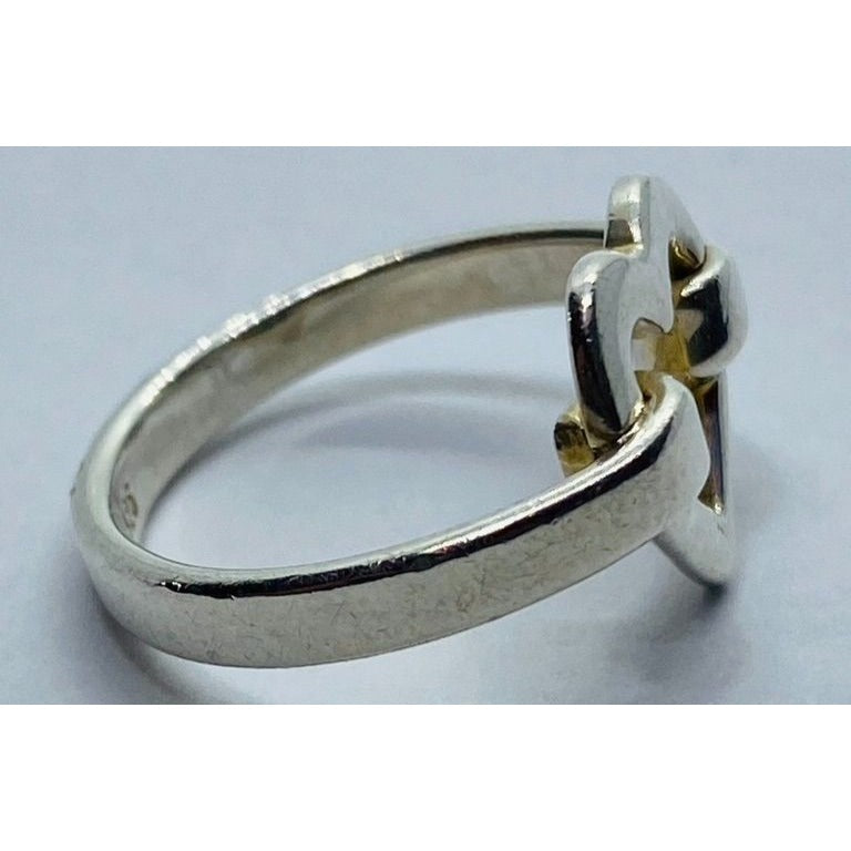 Tiffany & Co Silver Metro Open Heart Hook Ring Size 6 in Pouch Rare Signet
