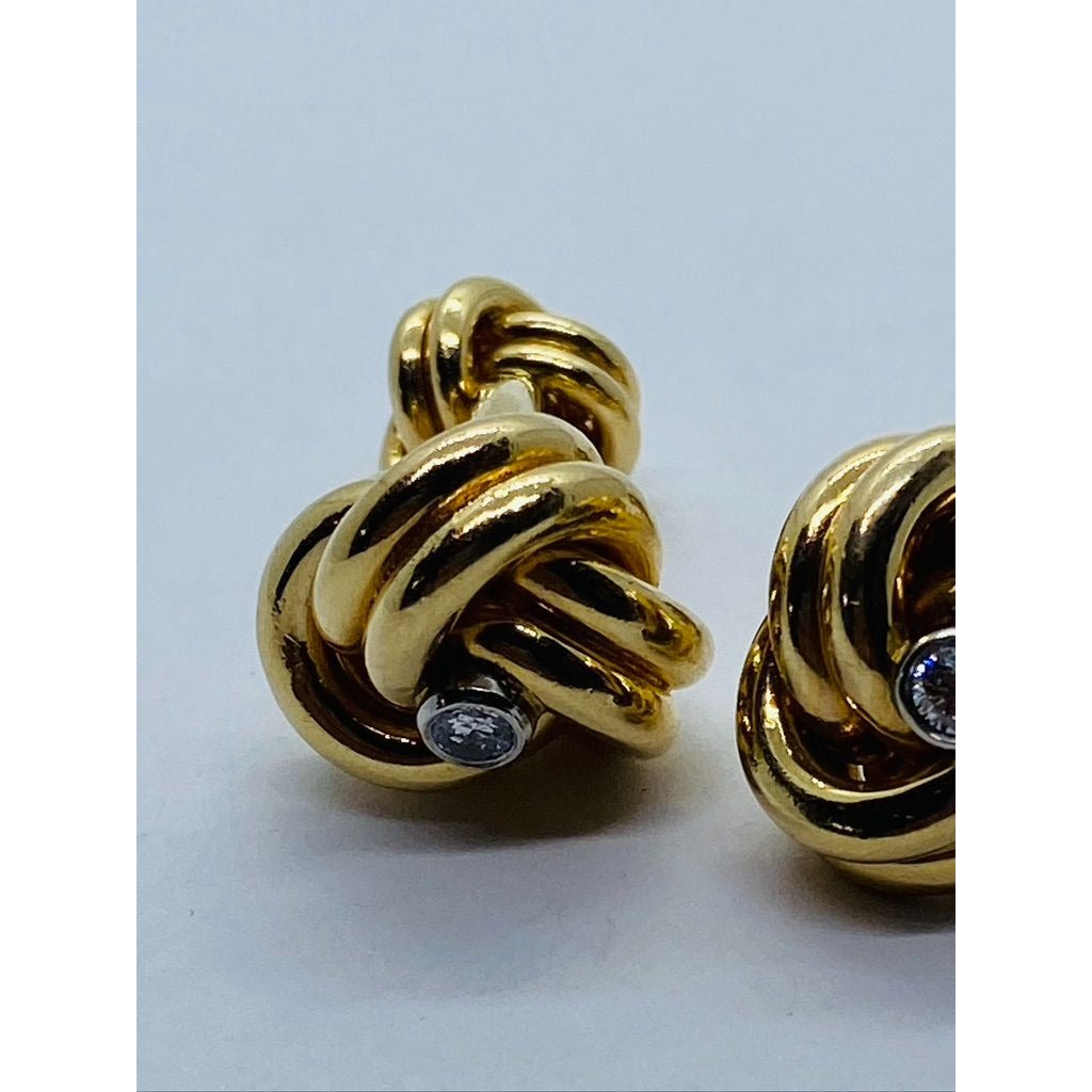 Vintage Cartier Men's 14K Yellow Gold Diamond Rope Cufflinks .22TCW
