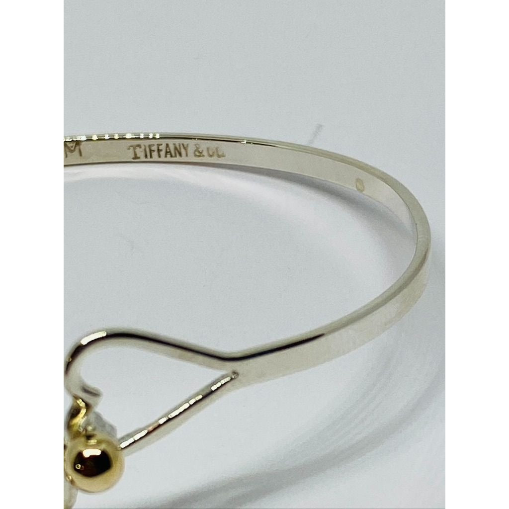 Tiffany & Co. Double Heart Bangle Bracelet in Sterling Silver & 14K Gold Balls