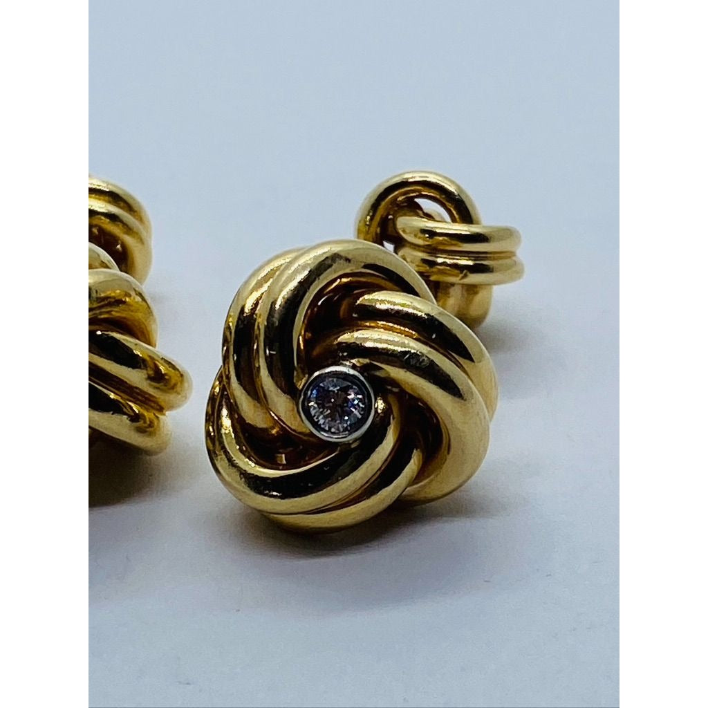 Vintage Cartier Men's 14K Yellow Gold Diamond Rope Cufflinks .22TCW