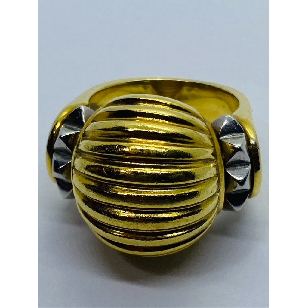 Lagos Platinum + 18k Yellow Gold Jumbo Cocktail Ring 18.04 Grams Size 6.5