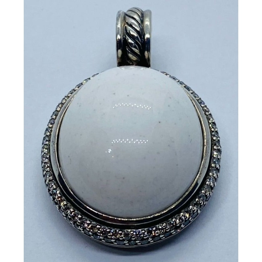 David Yurman White Agate Diamond Enhancer 39mm