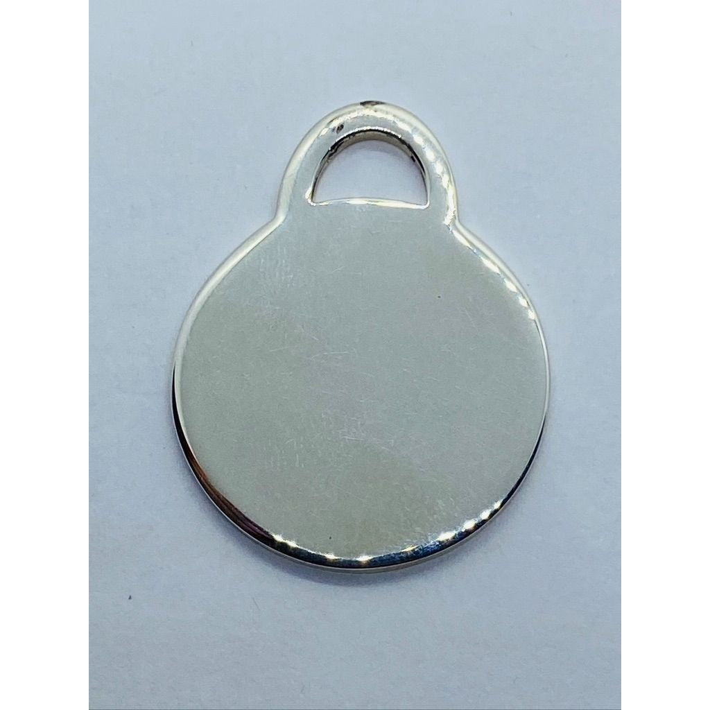 Tiffany & Co Large Engravable Blank Round Tag Pendant Sterling Silver 32mm