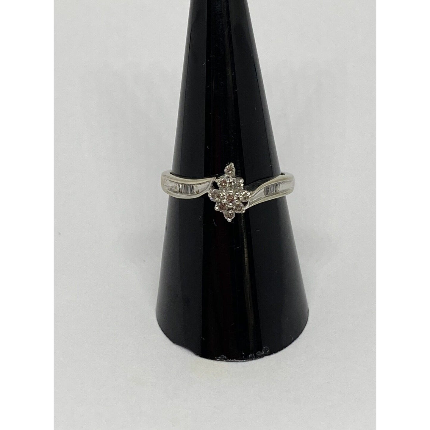 Diamond Cluster Ring 10k White Gold Size 7 Women's 1/5 CT