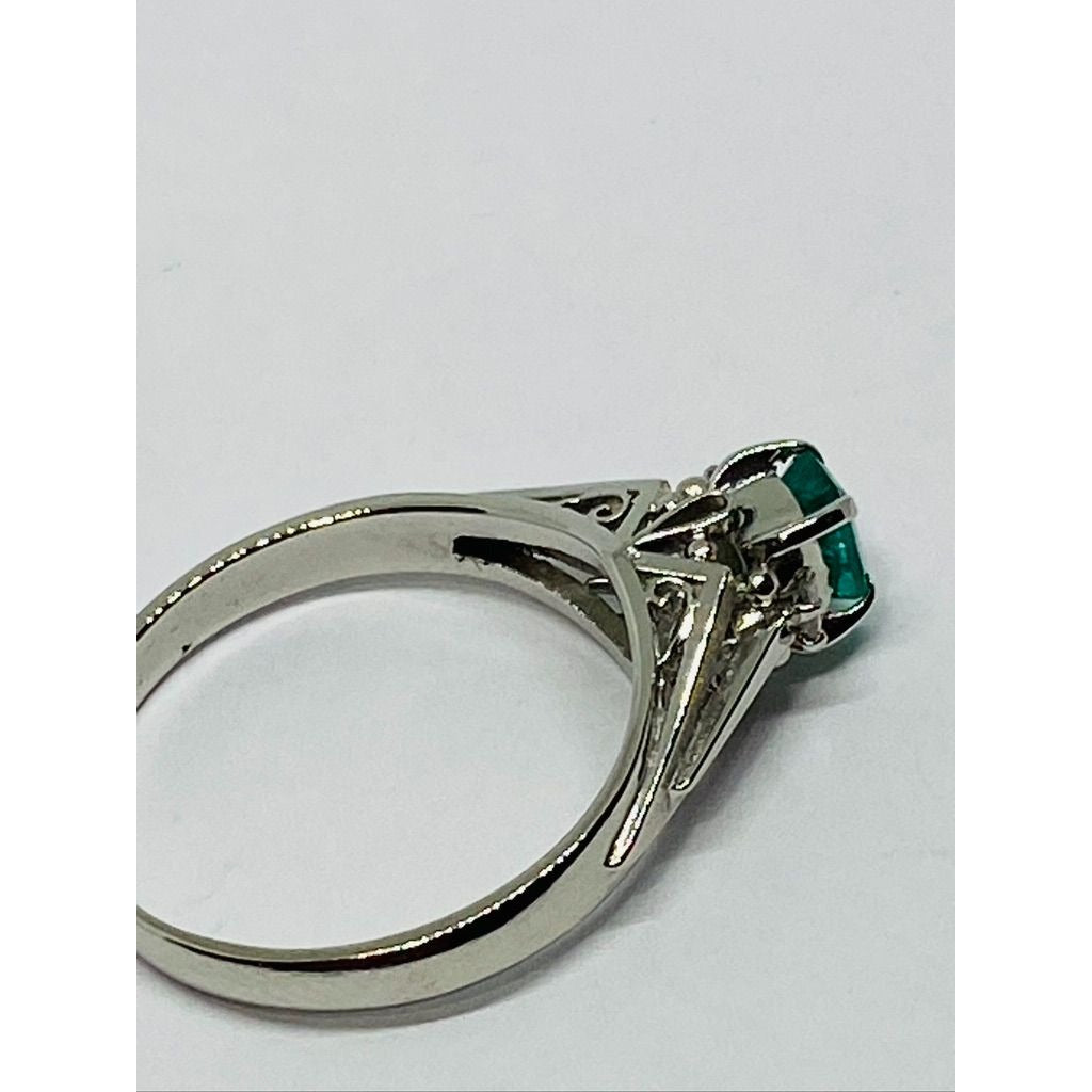 Platinum Emerald Diamond Ring Size 6