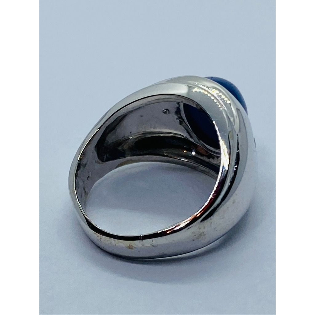Heavy 14K white gold 4.25CTW VS/F diamond/10.5 X 8.5mm Star sapphire ring size 6