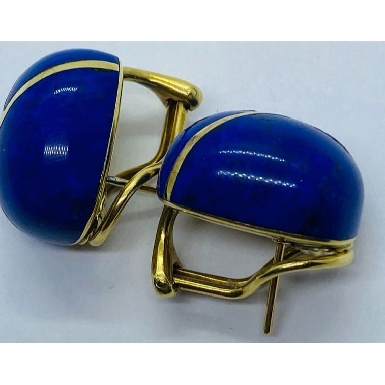 Tiffany & Co 18K Gold & Lapis Onyx Earrings by Angela Cummings