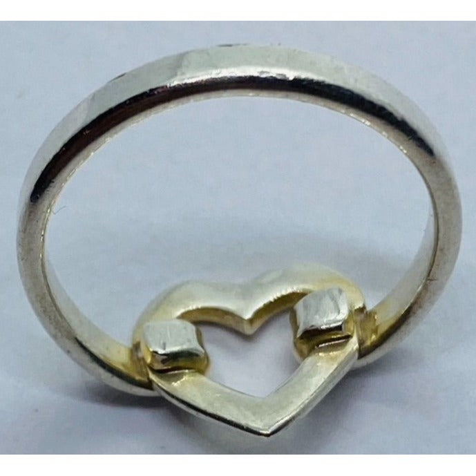 Tiffany & Co Silver Metro Open Heart Hook Ring Size 6 in Pouch Rare Signet