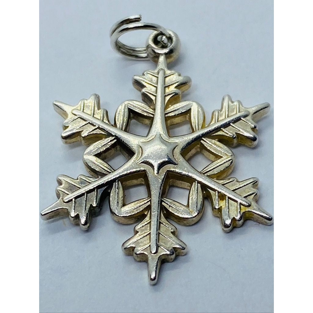 Tiffany & Co Large Snow Flake Sterling Silver Pendant Cham 29mm RARE SIZE
