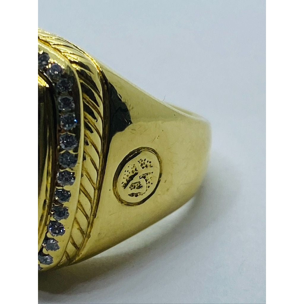David Yurman 18k Gold Black Onyx and Diamond Albion Ring Size 7