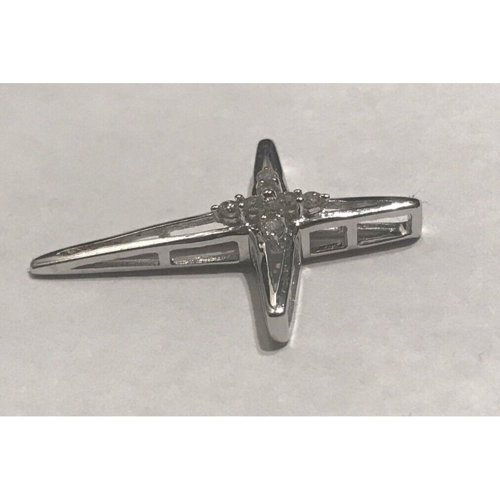 10k White Gold Diamond Cross/pendant