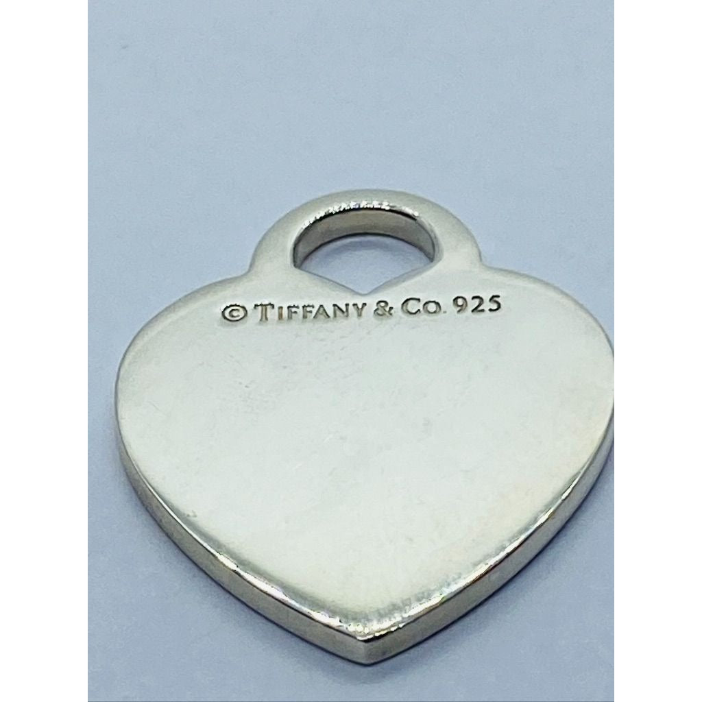 Tiffany & Co Sterling Silver Engravable Blank Heart Tag Charm Pendant